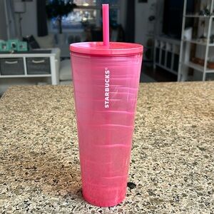 Starbucks Bubblegum Pink Striped Cold Cup (24 oz)- Summer 2023